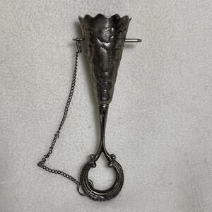 Vintage Tussy Mussy Silver Plate Bouquet Holder -Flower Design - Made In India